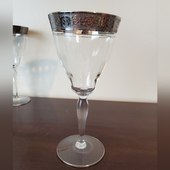 Glastonbury-Lotus Platinum Water Goblet Glasses 7 1/2" Vintage Glows ~ Set Of 4 - Picture 7 of 12